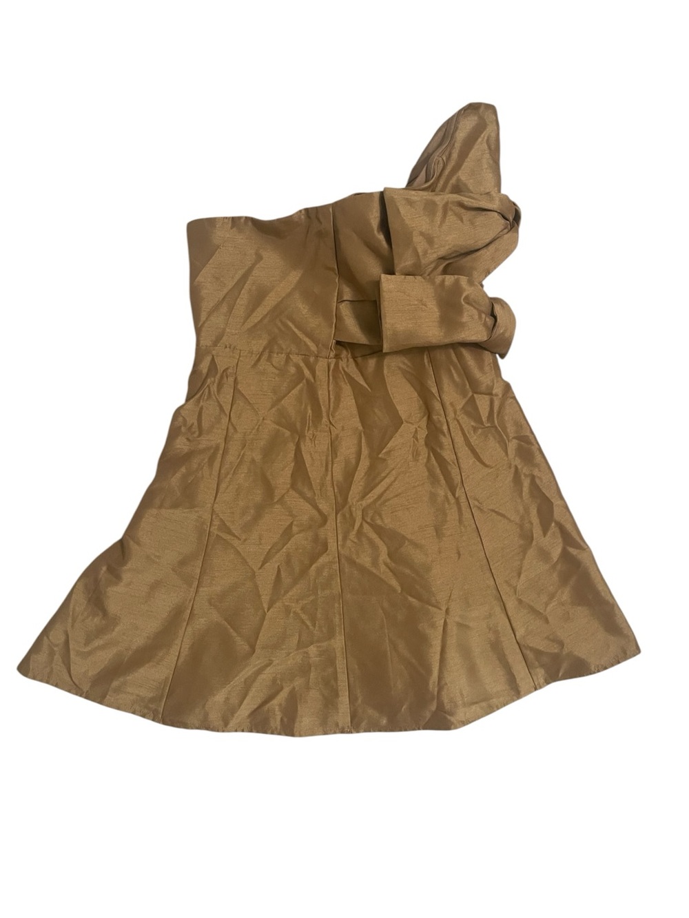 Anthropologie Boskemper Ariel Bronze Bow Strapless Mini Dress New Large - Picture 5 of 11
